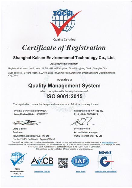 China Shanghai Kaisen Environmental Technology Co., Ltd. Certificaciones